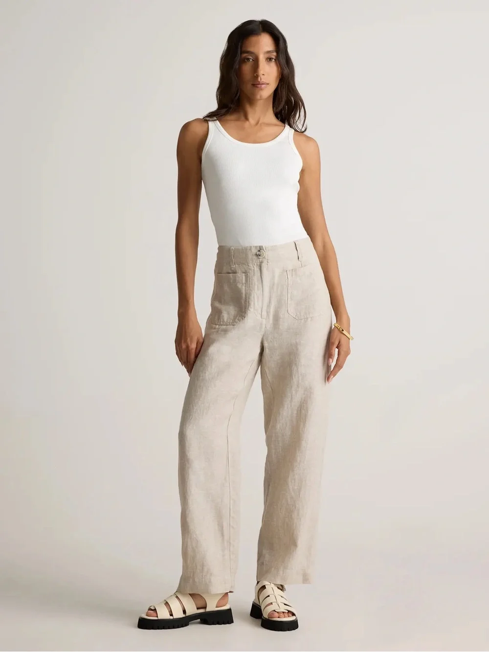 Quince NWT European Linen Patch Pocket Wide Leg Pant